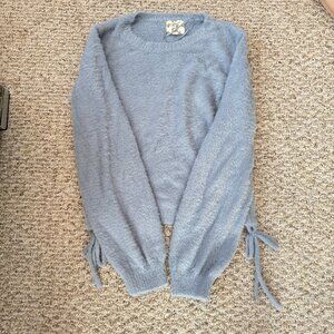 Hippie Rose Juniors Girls Green Long Sleeve Crop Top Soft Fuzzy Blue‎ L